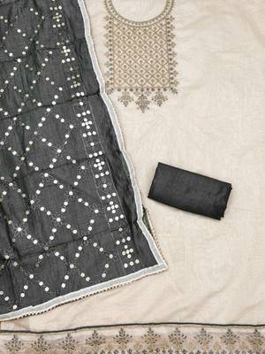 ethnic motifs embroidered unstitched dress material 3