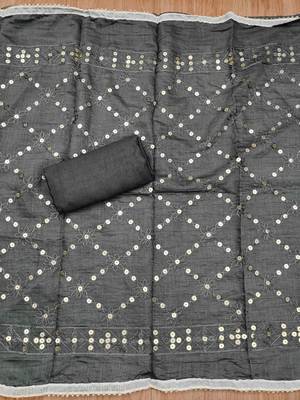 ethnic motifs embroidered unstitched dress material 4