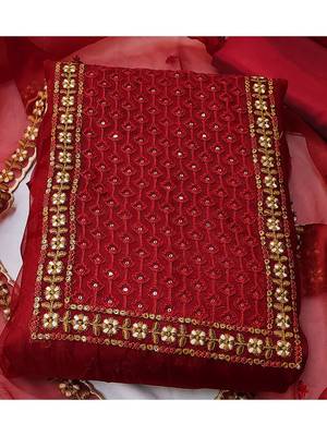 embroidered organza unstitched dress material 2