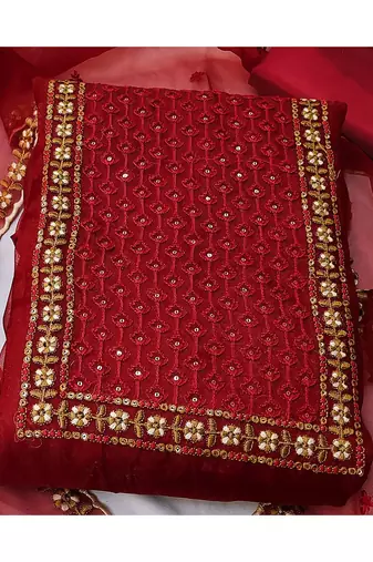 embroidered organza unstitched dress material