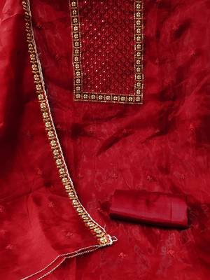 embroidered organza unstitched dress material 3