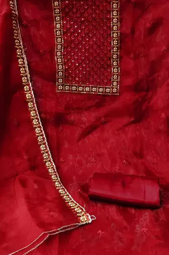 embroidered organza unstitched dress material