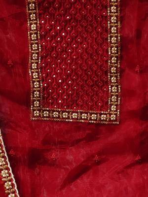 embroidered organza unstitched dress material 4