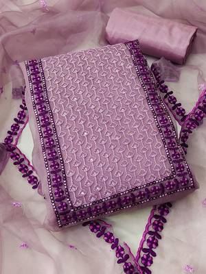 embroidered organza unstitched dress material 1