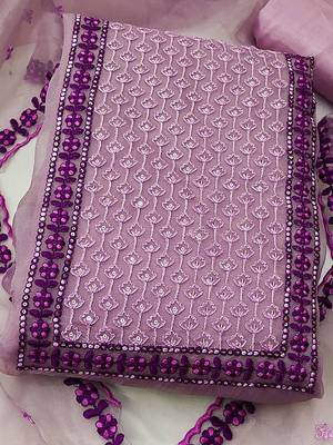 embroidered organza unstitched dress material 2