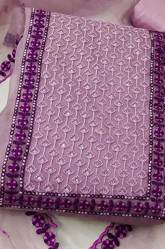 Embroidered Organza Unstitched Dress Material
