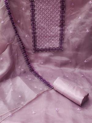 embroidered organza unstitched dress material 3