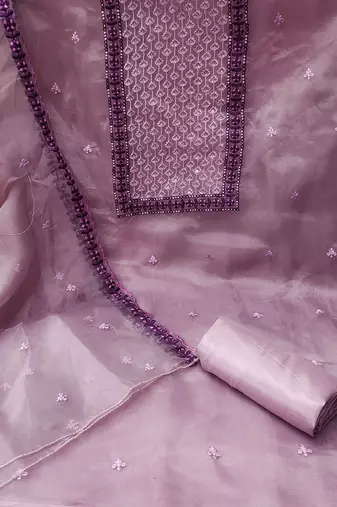 Embroidered Organza Unstitched Dress Material