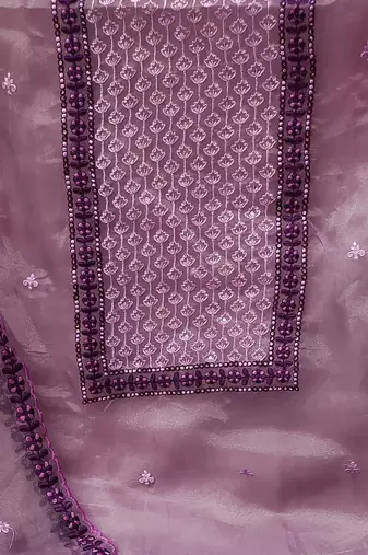 Embroidered Organza Unstitched Dress Material