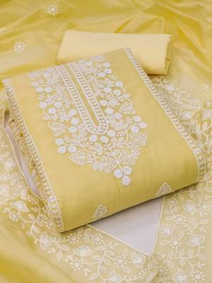 embroidered art silk unstitched dress material 2