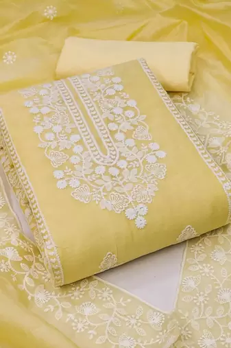 embroidered art silk unstitched dress material