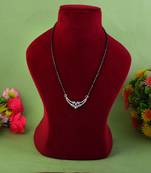Sleek sterling silver color american diamond mangalsutra designed for modern outfits
