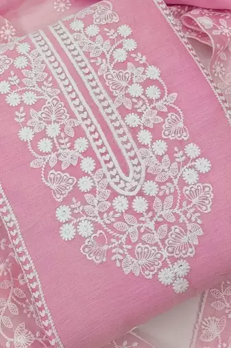 Embroidered Art Silk Unstitched Dress Material