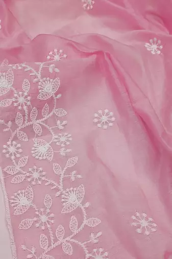 Embroidered Art Silk Unstitched Dress Material