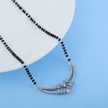 Sleek sterling silver color american diamond mangalsutra designed for modern outfits 2