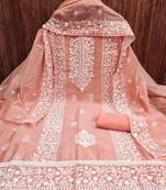 Embroidered Art Silk Unstitched Dress Material