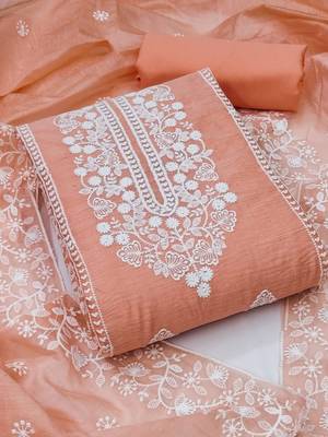 Embroidered Art Silk Unstitched Dress Material 2