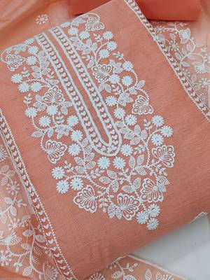 Embroidered Art Silk Unstitched Dress Material 3
