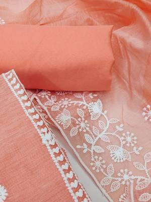 Embroidered Art Silk Unstitched Dress Material 4