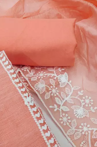 Embroidered Art Silk Unstitched Dress Material