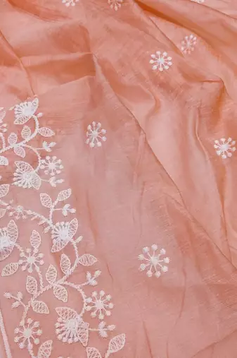 Embroidered Art Silk Unstitched Dress Material