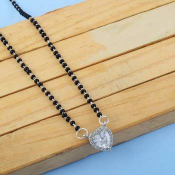 Pristine polish silver color american diamond mangalsutra for minimalist ethnic looks 1