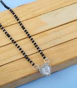 Pristine polish silver color american diamond mangalsutra for minimalist ethnic looks