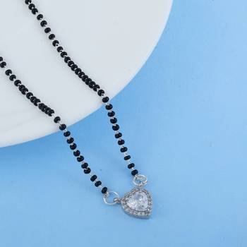 Pristine polish silver color american diamond mangalsutra for minimalist ethnic looks 2
