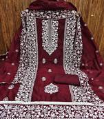 Embroidered Chanderi Silk Unstitched Dress Material