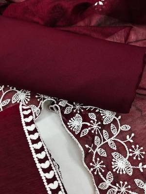 Embroidered Chanderi Silk Unstitched Dress Material 4