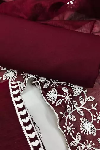 Embroidered Chanderi Silk Unstitched Dress Material