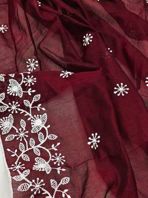 Embroidered Chanderi Silk Unstitched Dress Material 5