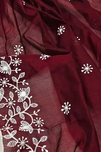 Embroidered Chanderi Silk Unstitched Dress Material