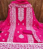 embroidered art silk unstitched dress material