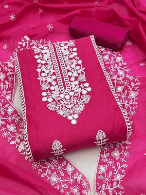 embroidered art silk unstitched dress material 2