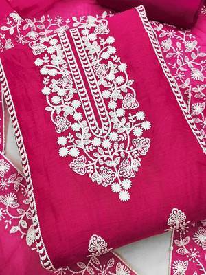embroidered art silk unstitched dress material 3