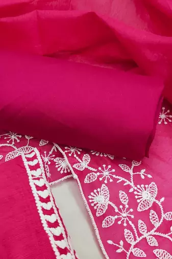 embroidered art silk unstitched dress material