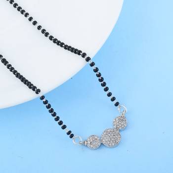 Radiant fine silver color american diamond mangalsutra created for modern women 1