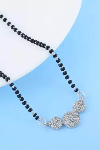 Radiant fine silver color american diamond mangalsutra created for modern women