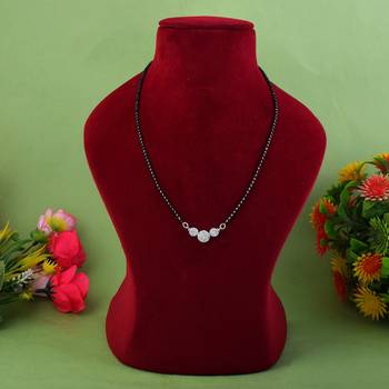 Radiant fine silver color american diamond mangalsutra created for modern women 2