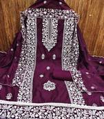 Embroidered Chanderi Silk Unstitched Dress Material