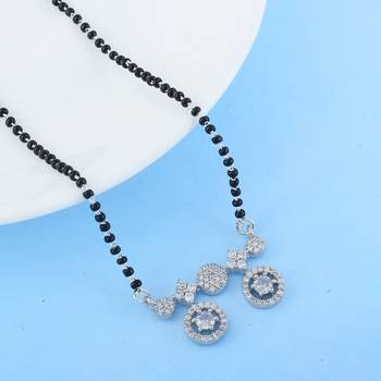 Sparkling diamond silver color american diamond mangalsutra styled for daily use 1