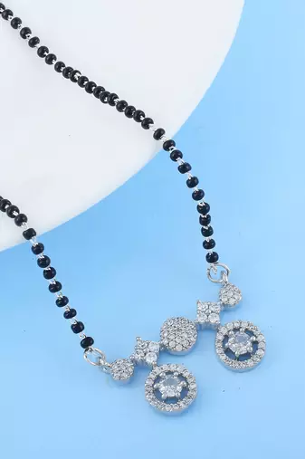Sparkling diamond silver color american diamond mangalsutra styled for daily use