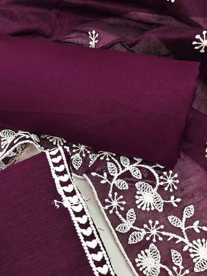 Embroidered Chanderi Silk Unstitched Dress Material 4