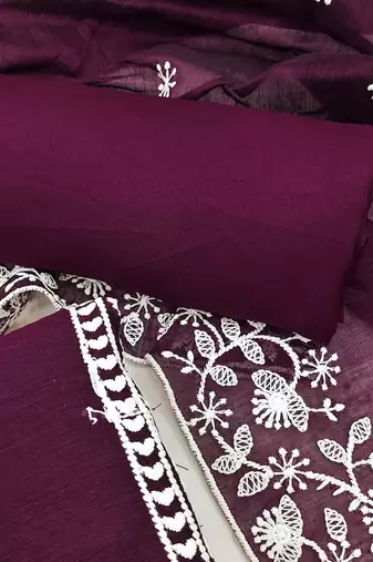 Embroidered Chanderi Silk Unstitched Dress Material