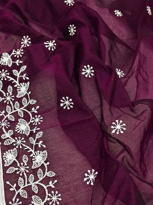 Embroidered Chanderi Silk Unstitched Dress Material 5