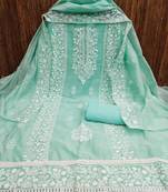 Embroidered Art Silk Unstitched Dress Material