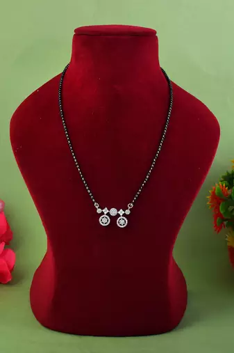 Sparkling diamond silver color american diamond mangalsutra styled for daily use