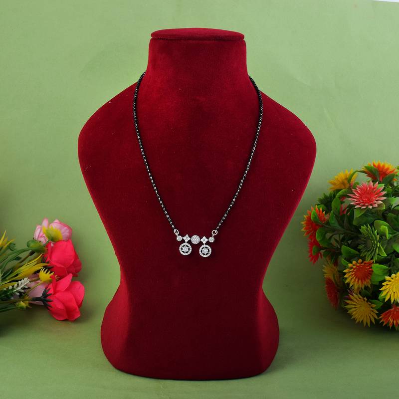 Sparkling diamond silver color american diamond mangalsutra styled for daily use
