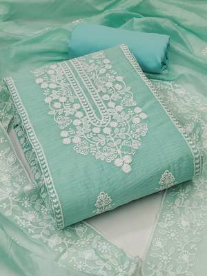 Embroidered Art Silk Unstitched Dress Material 2